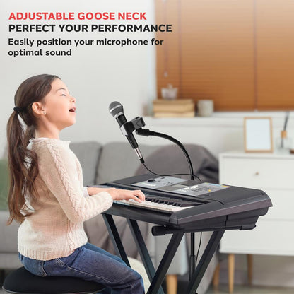 Gooseneck Mic Stand, Height Adjustable, Die-Cast Base, Studio/Concert Use
