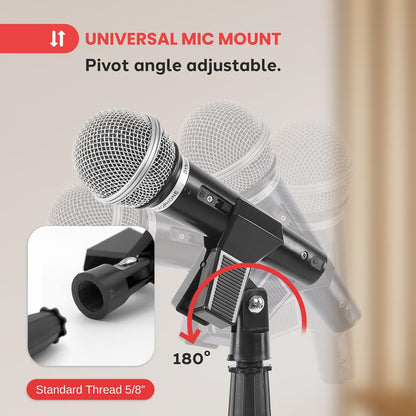 Microphone Stand, Height Adjustable, Die-Cast Base, Studio/Concert Use