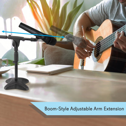 Desktop Mic Stand - Adjustable Height & Boom Arm - Steel Base