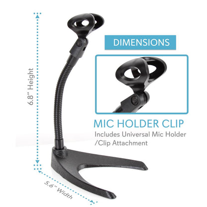 Desktop Microphone Stand - Adjustable Gooseneck, Sturdy Metal Base