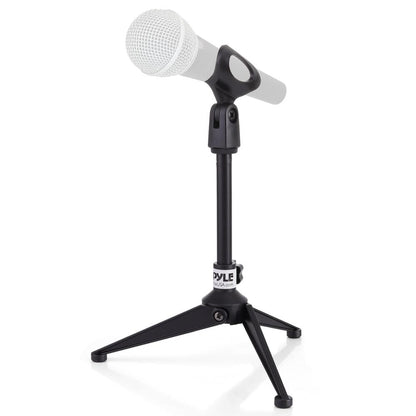 Desktop Microphone Stand - Compact Table Tripod Mic Holder Mount With Height Adjustment