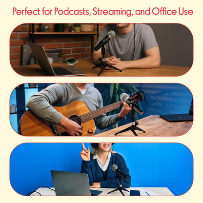 Desktop Microphone Stand - Compact Table Tripod Mic Holder Mount With Height Adjustment