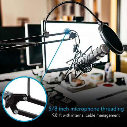 Suspension Microphone Boom Stand Pro - Desktop Scissor Spring Arm Mic Stand With Shock Mount