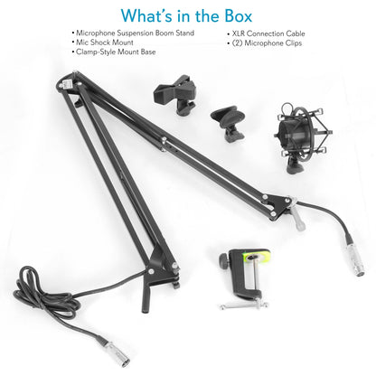 Suspension Microphone Boom Stand Pro - Desktop Scissor Spring Arm Mic Stand With Shock Mount