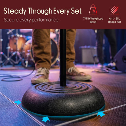 Pyle 2 Microphone Stand With Mic Kit – Adjustable Height Stand, Dynamic Microphone, 3-Meter Xlr Cable, Heavy-Duty Base, Cardioid Pickup Pattern