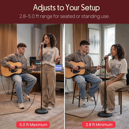 Pyle 2 Microphone Stand With Mic Kit – Adjustable Height Stand, Dynamic Microphone, 3-Meter Xlr Cable, Heavy-Duty Base, Cardioid Pickup Pattern