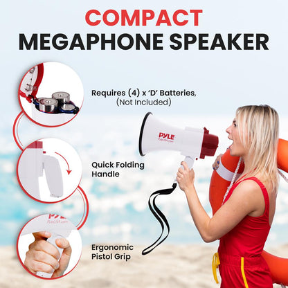 Compact Megaphone With Built-In Siren