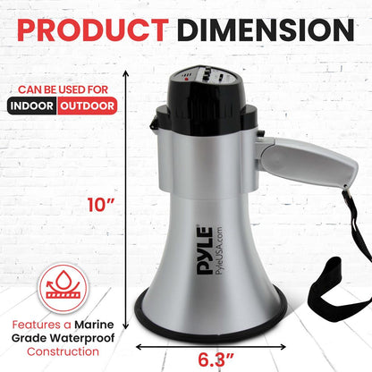 Portable Megaphone Speaker 30W Power Siren Mode Silver