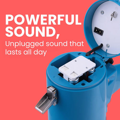 40W Megaphone Siren Bullhorn, Loud Sound, Portable, Blue