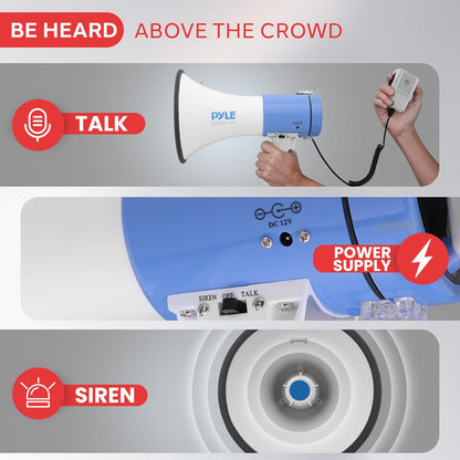 Portable Megaphone Speaker 50W Siren Alarm 1200-Yard Range