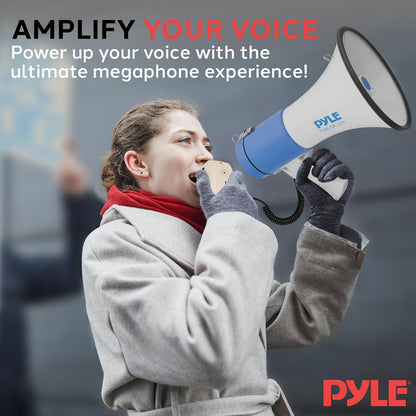 Portable Megaphone Speaker 50W Siren Alarm 1200-Yard Range