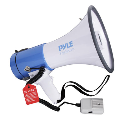 Portable PA Megaphone Speaker 50W LED Flashlight Battery-Powered