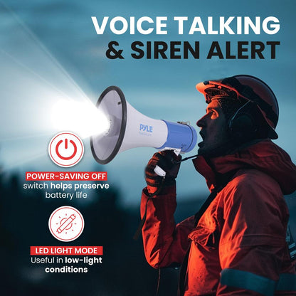 Portable PA Megaphone Speaker 50W LED Flashlight Battery-Powered