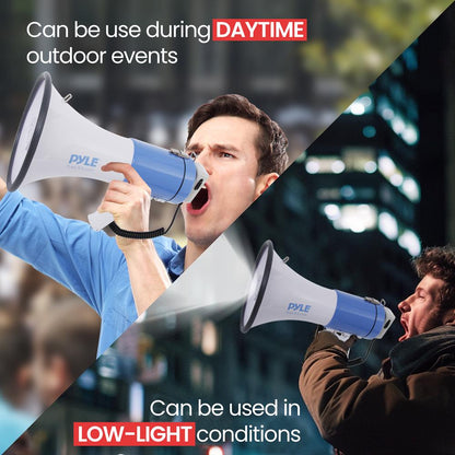 Portable PA Megaphone Speaker 50W LED Flashlight Battery-Powered