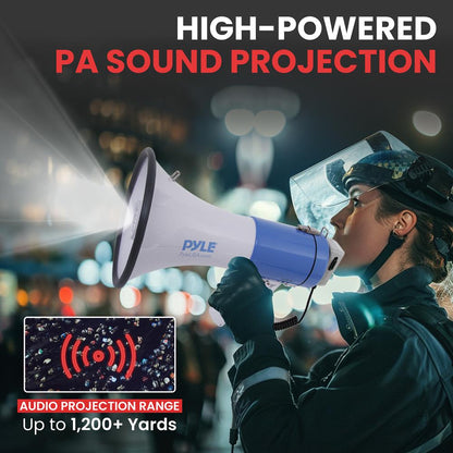 Portable PA Megaphone Speaker 50W LED Flashlight Battery-Powered