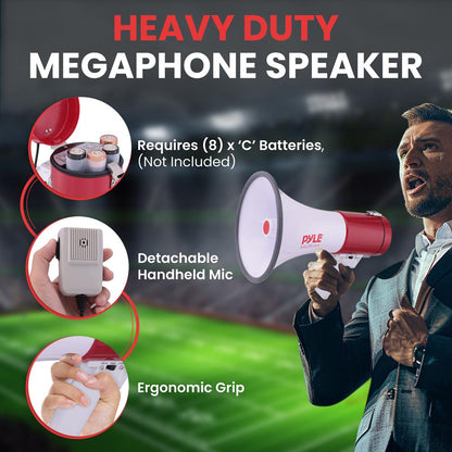 Bluetooth Megaphone - Pa Megaphone Bullhorn Speaker With Wireless Audio Streaming, Wired Microphone, Mp3/Usb/Sd/Aux