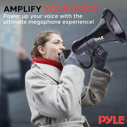 Megaphone Speaker - Pa Bullhorn With Siren Alarm Mode, Handheld Microphone, Aux Input, Volume Control