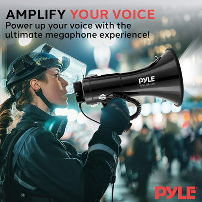 Megaphone Speaker With Built-In Rechargeable Battery, Led Lights, Siren Alarm Mode & Adjustable Volume Control