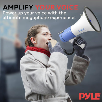 50W Megaphone Speaker, Loud Sound, Rechargeable Battery, 10-Second Record
