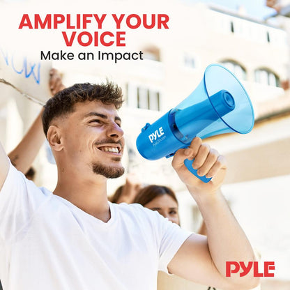 Megaphone Siren Bullhorn Speaker, Portable And Lightweight Automatic Bullhorn For Indoor And Outdoor Use (Transparent Blue)