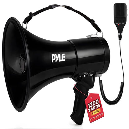 50W Megaphone Bullhorn - Loud Projection, Aux Input, Portable, Siren Function