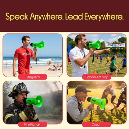 Pyle 30W Rechargeable Megaphone With Talk Mode, Voice Changer, Recording, Bluetooth, And Usb-C Charging – Perfect For Events And Announcements (Green)