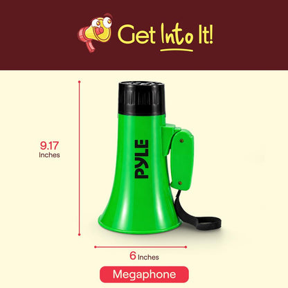 Pyle 30W Rechargeable Megaphone With Talk Mode, Voice Changer, Recording, Bluetooth, And Usb-C Charging – Perfect For Events And Announcements (Green)