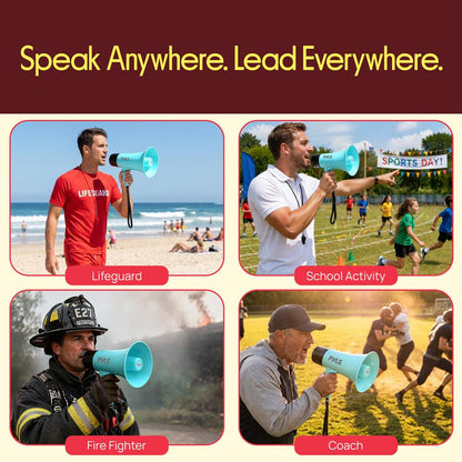 Pyle 30W Rechargeable Megaphone With Talk Mode, Voice Changer, Recording, Bluetooth, And Usb-C Charging – Perfect For Events And Announcements (Light Teal)