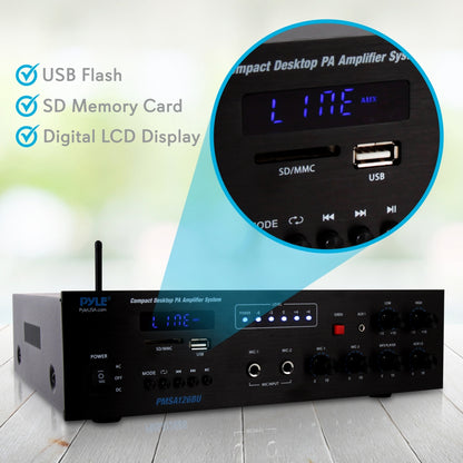Wireless Bluetooth PA Amplifier 500W Compact Audio System w/ Mic Input
