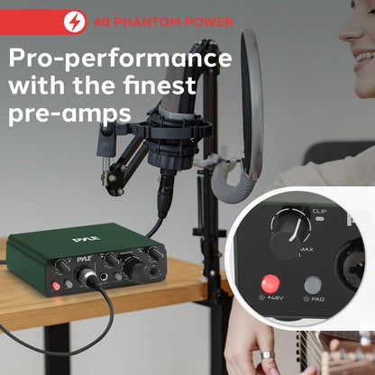 USB Audio Interface for Recording - Studio Quality, 24bit/192kHz, Green