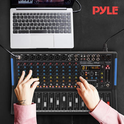 12-Channel Bluetooth Studio Mixer - USB Recording, 7-Band EQ, 48V Power