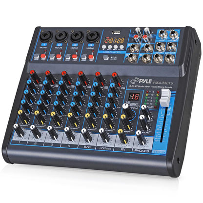 8-Channel Bluetooth Studio Mixer - USB, DSP, Phantom Power, DJ/Studio Use