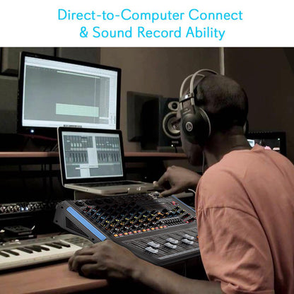8-Channel Bluetooth DJ Mixer - Pro Sound, USB Recording, 7-Band EQ