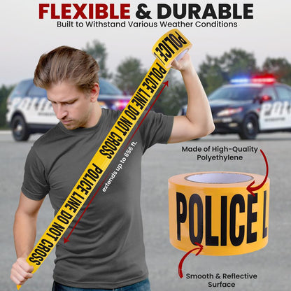 6 Pieces Safety Yellow Caution Tape Set - 200 Meters Long Tape Roll Suitable For A Wide Range Of Applications, Including Roadworks, Events, And Hazardous Areas (Black And Yellow)