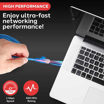 Ethernet Cable 10FT 1Gbps 650MHz Blue RJ45 Cat6 Snagless Design