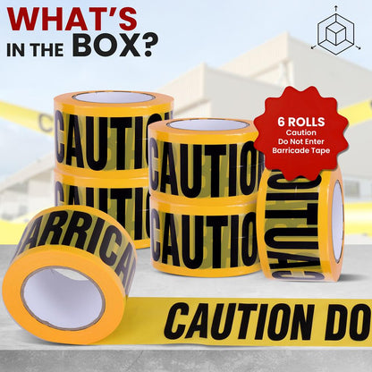 6 Pieces Caution Tape Set 656ft High Visibility Polyethylene Yellow