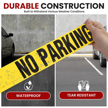Safety Yellow No Parking Tape Set, 656ft, Polyethylene, High Visibility