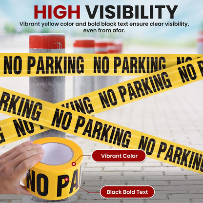6-Piece No Parking Tape Set, High Visibility, 656ft Polyethylene, Yellow