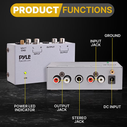 Ultra-Compact Phono Turntable Preamp with RCA & 1/4'' Outputs