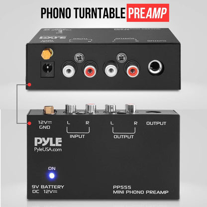 Compact Phono Turntable Preamp with RCA & 1/4'' Outputs