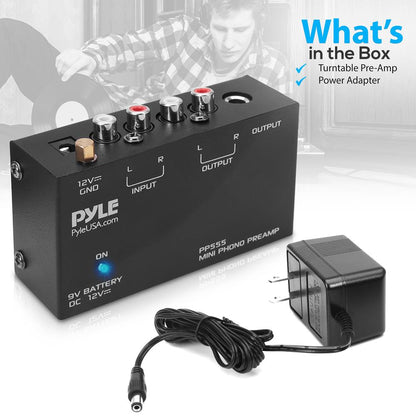 Compact Phono Turntable Preamp with RCA & 1/4'' Outputs