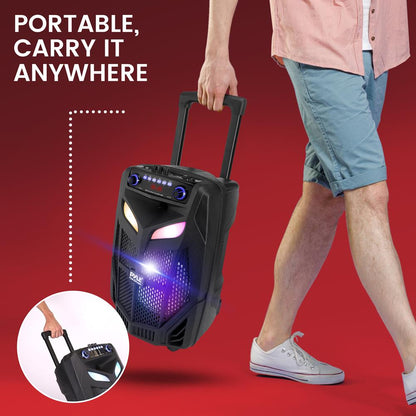 Portable Bluetooth PA Speaker 600W Rechargeable LED Lights 10"