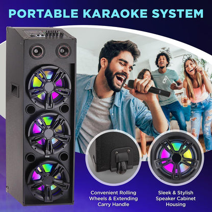 3X10” Wireless Karaoke Pa Speaker System