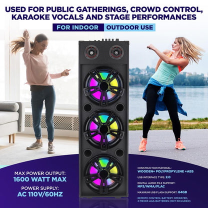 3X10” Wireless Karaoke Pa Speaker System