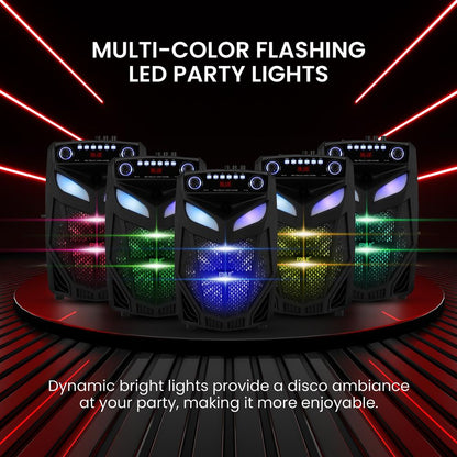 Portable 12" Bluetooth PA Speaker 800W Rechargeable LED Lights