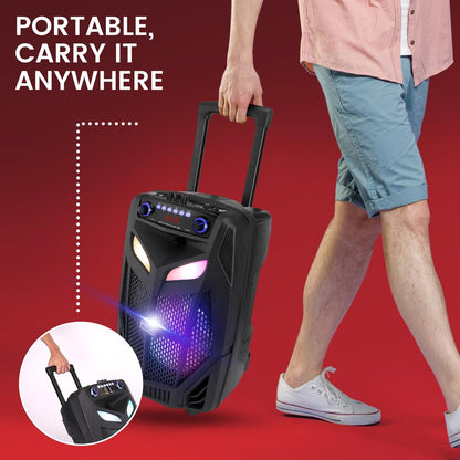 Portable 12" Bluetooth PA Speaker 800W Rechargeable LED Lights