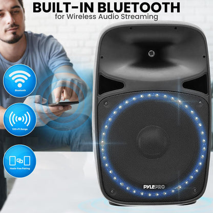 400W Bluetooth PA Speaker System, Portable, 12" Woofer, Party Lights