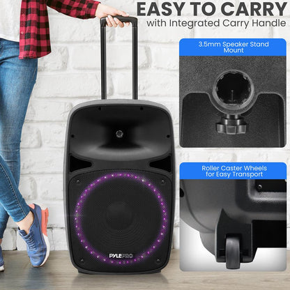 400W Bluetooth PA Speaker System, Portable, 12" Woofer, Party Lights