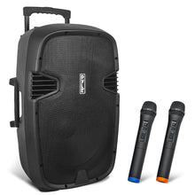Portable Bluetooth PA Speaker 1600W Rechargeable Battery 15" w/ Mics