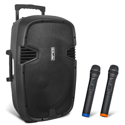 Portable Bluetooth PA Speaker 1600W Rechargeable Battery 15" w/ Mics